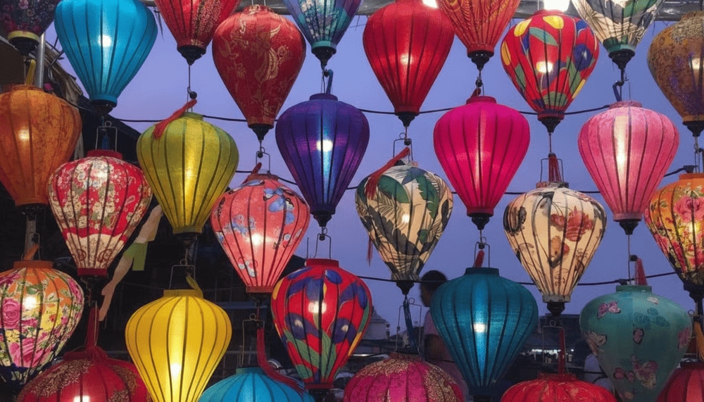 Bạn có thể tranh thủ chụp ảnh tại các cửa hàng bán đèn lồng đầy màu sắc ở chợ đêm (Nguồn: Internet)