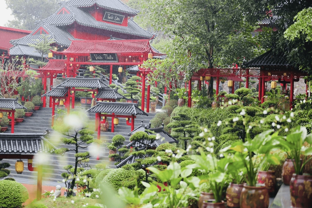 Chùa Cây Thị có sự kết hợp hài hòa giữa thiên nhiên và nhân tạo mang đến sự độc đáo, mới mẻ cho du khách. (Nguồn: Fanpage Chùa Cây Thị)