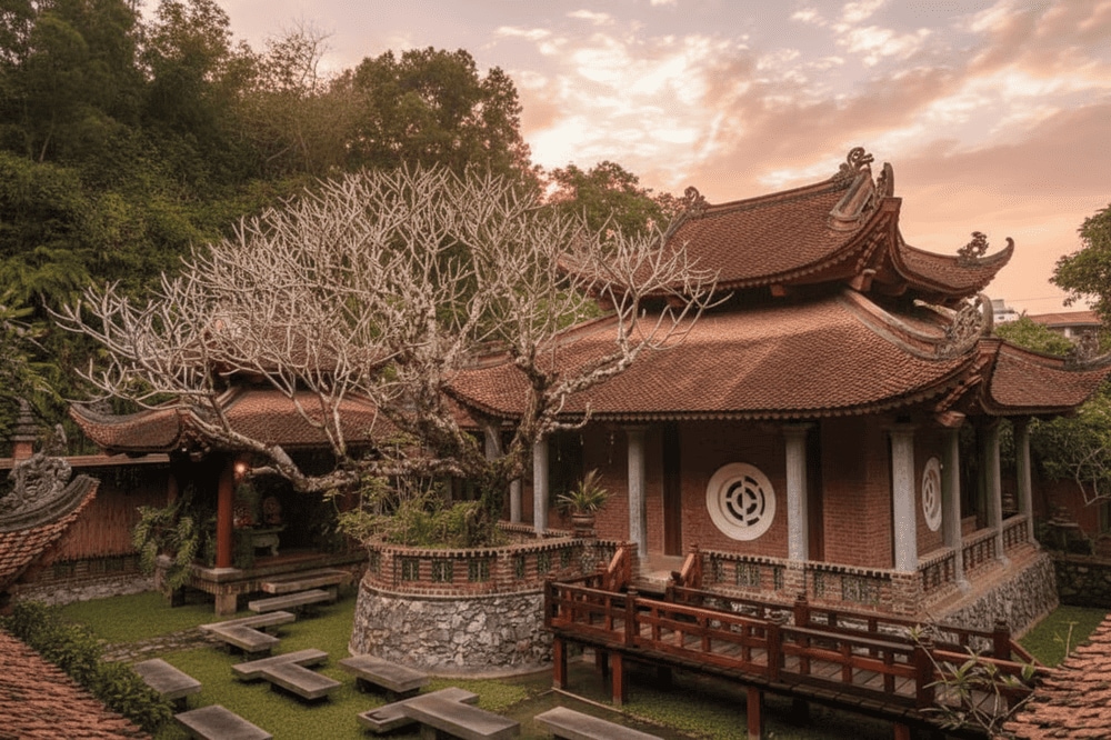 Khuôn viên chùa thanh tịnh và đầy vẻ hữu tình