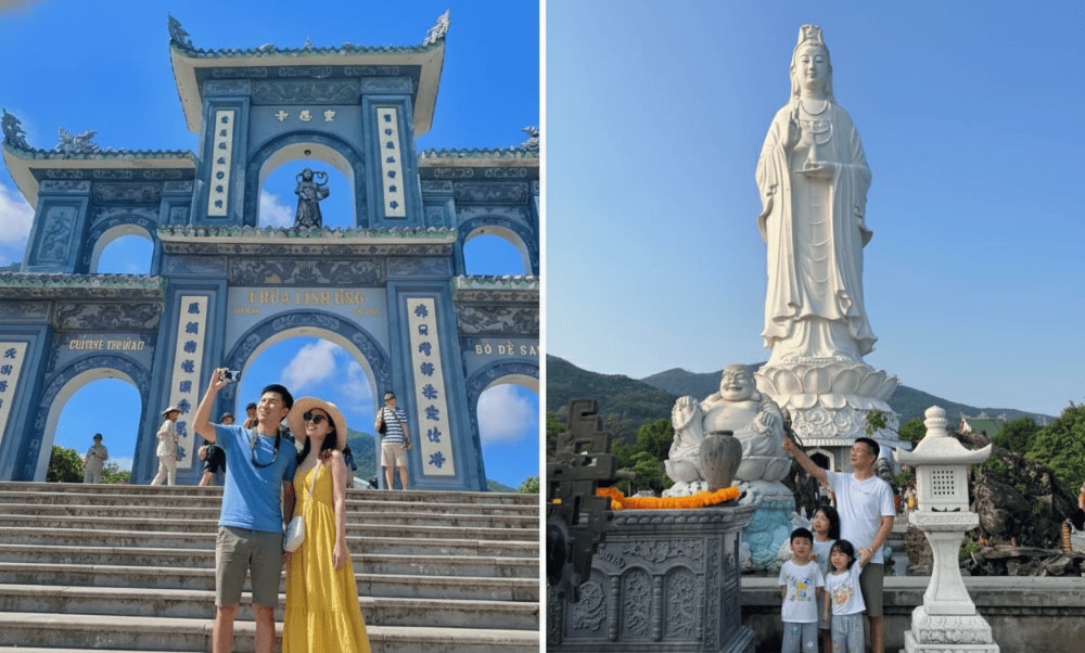 Đến Chùa Linh Ứng Bãi Bụt - Sơn Trà không thể bỏ qua khoảnh khắc check-in trước cổng chùa sừng sững và tượng Phật Bà Quan Âm cao 67m