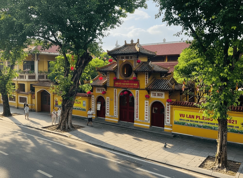 Ngôi chùa được xây dựng từ thế kỷ XV, ban đầu là nơi tiếp đón sứ thần ngoại quốc theo đạo Phật đến Thăng Long hành lễ