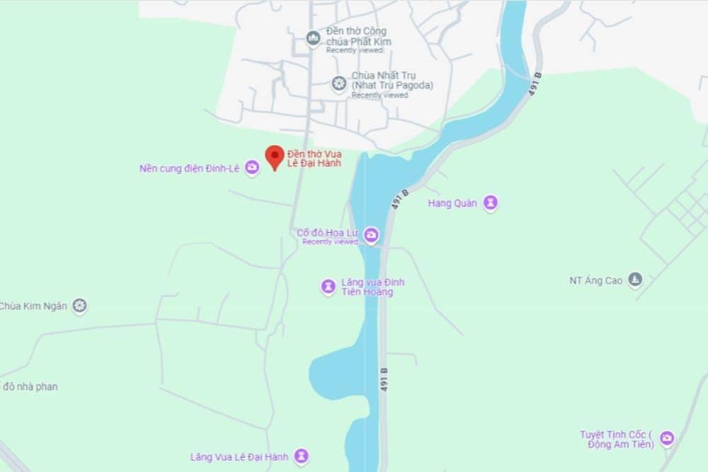 Vị trí đền thờ vua Lê Đại Hành tại Cố đô Hoa Lư Ninh Bình