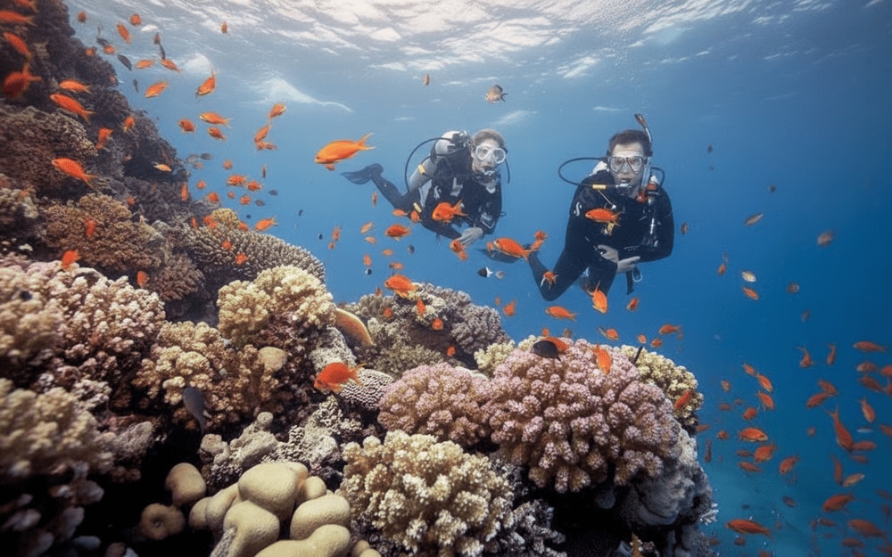 Hòn Bảy Cạnh nổi bật với những rạn san hô rực rỡ và sinh vật biển phong phú