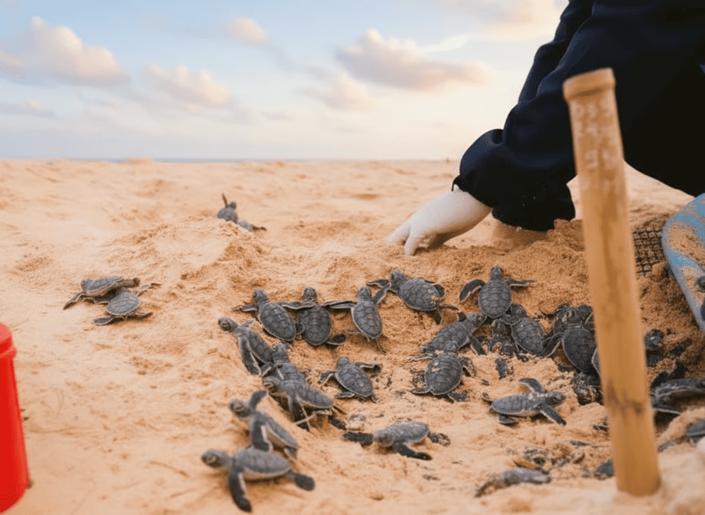 Tại hòn Bảy Cạnh, bạn có thể ngắm rùa đẻ trứng và thả rùa con về biển