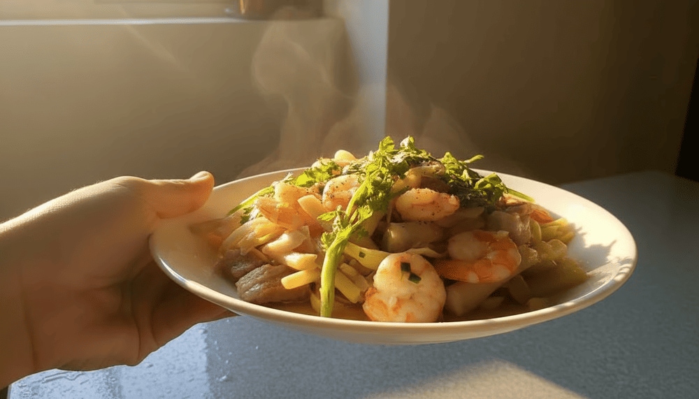 Bồn bồn xào ba chỉ và tôm là một trong những món ăn rất hấp dẫn