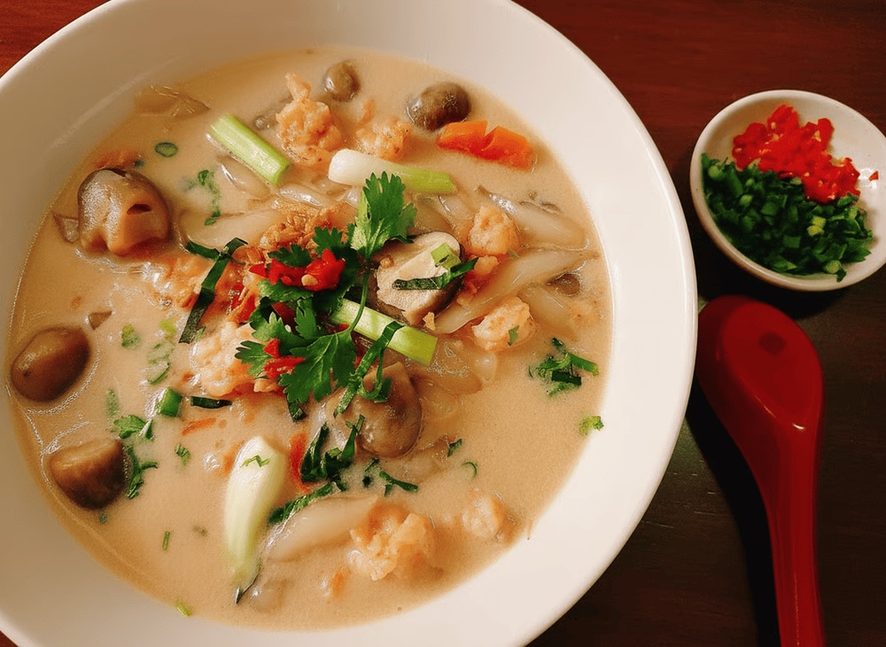 Một món ăn ngọt ngào và béo ngậy, với nước dừa thơm lừng, đem lại cảm giác dễ chịu cho thực khách