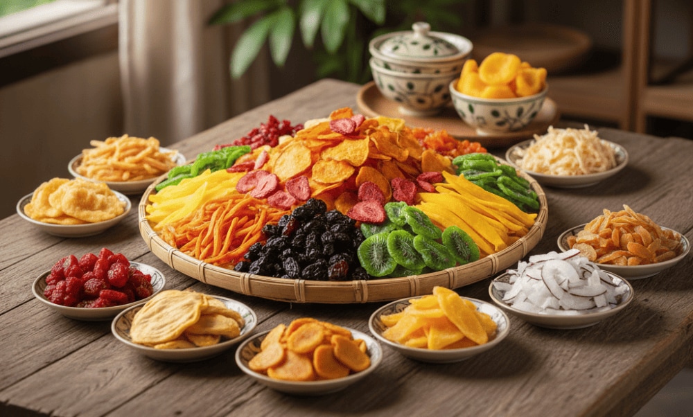 Đa dạng các loại trái cây đặc sản Đà Lạt sấy thơm ngon, giòn rụm, đáp ứng mọi khẩu vị ẩm thực khác nhau của du khách