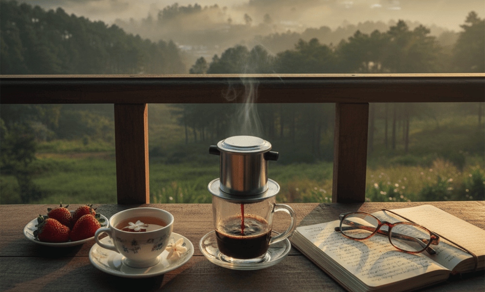 Được trồng trên đất đỏ bazan màu mỡ và khí hậu mát mẻ, cà phê Đà Lạt có hương vị thơm ngon, đắng dịu đặc trưng của vùng cao nguyên