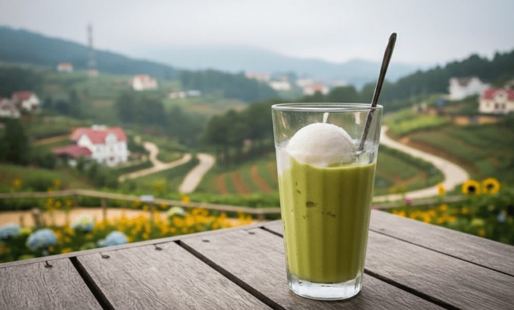 Kem bơ được làm từ bơ tươi xay nhuyễn cùng kem tươi mát lạnh, mang đến cảm giác sảng khoái khi thưởng thức