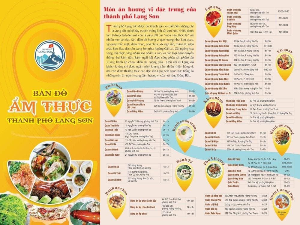 Bản đồ ẩm thực thành phố Lạng Sơn (Nguồn: Cổng thông tin điện tử tỉnh Lạng Sơn)