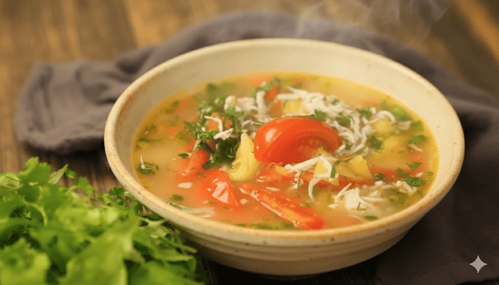 Món canh chua nấu từ cá ngần, mang đậm hương vị biển cả