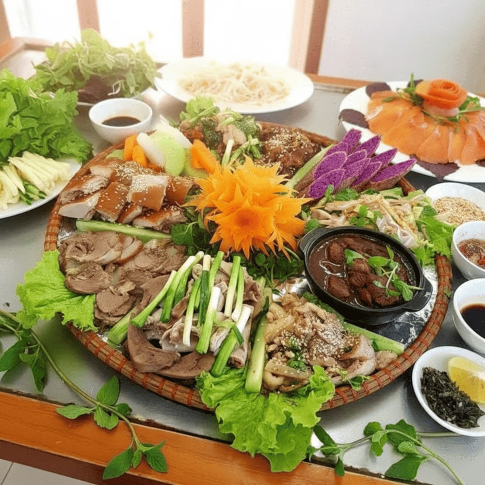 Mẹt thịt lợn cắp nách