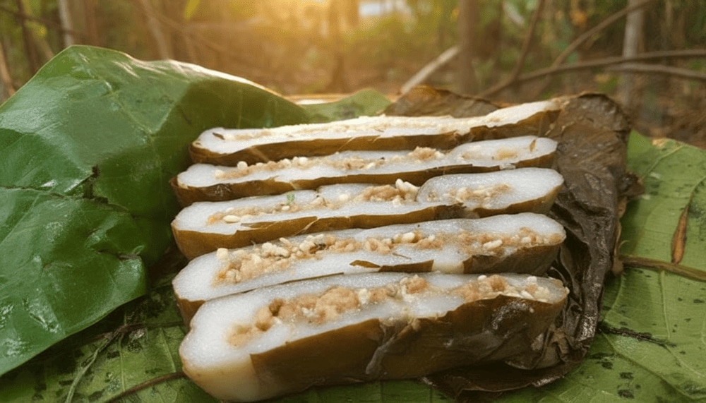 Bánh làm từ trứng kiến, có hương vị béo ngậy, độc đáo và mang đậm nét đặc trưng của vùng núi rừng