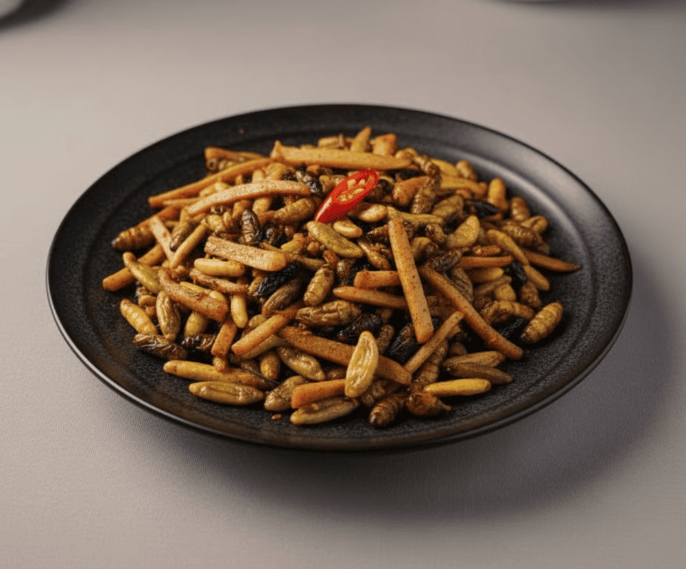 Nhộng ong rừng xào măng