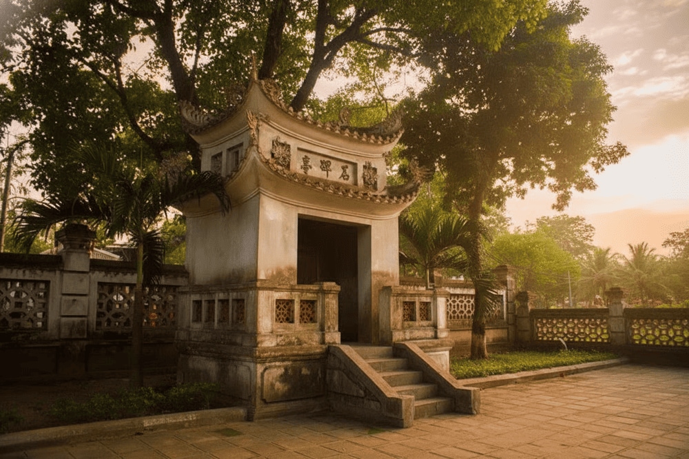 Nhà bia là nơi lưu giữ nhiều văn bia quý giá ghi lại quá trình xây dựng và trùng tu đền qua các thời kỳ