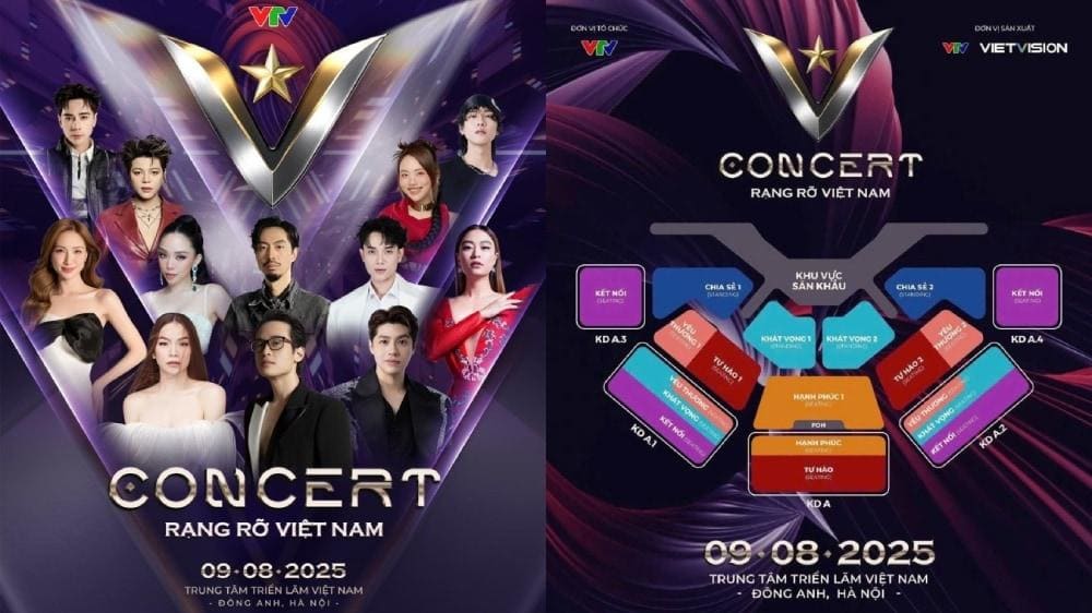 Dàn nghệ sĩ tham gia V Concert – Rạng rỡ Việt Nam và seat map các hạng vé