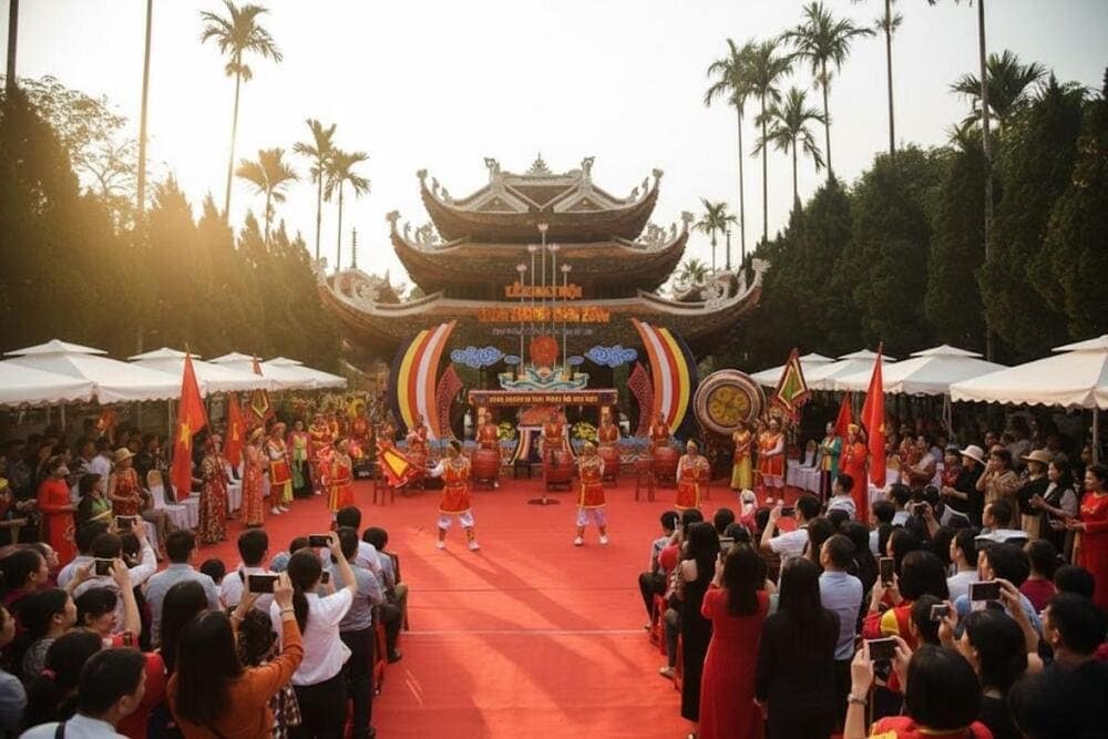 Không khí ngày khai hội tại chùa Thiên Trù