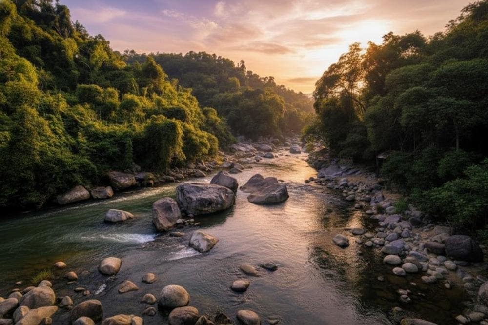 Hòa mình vào không gian bình yên tại suối Tiên.