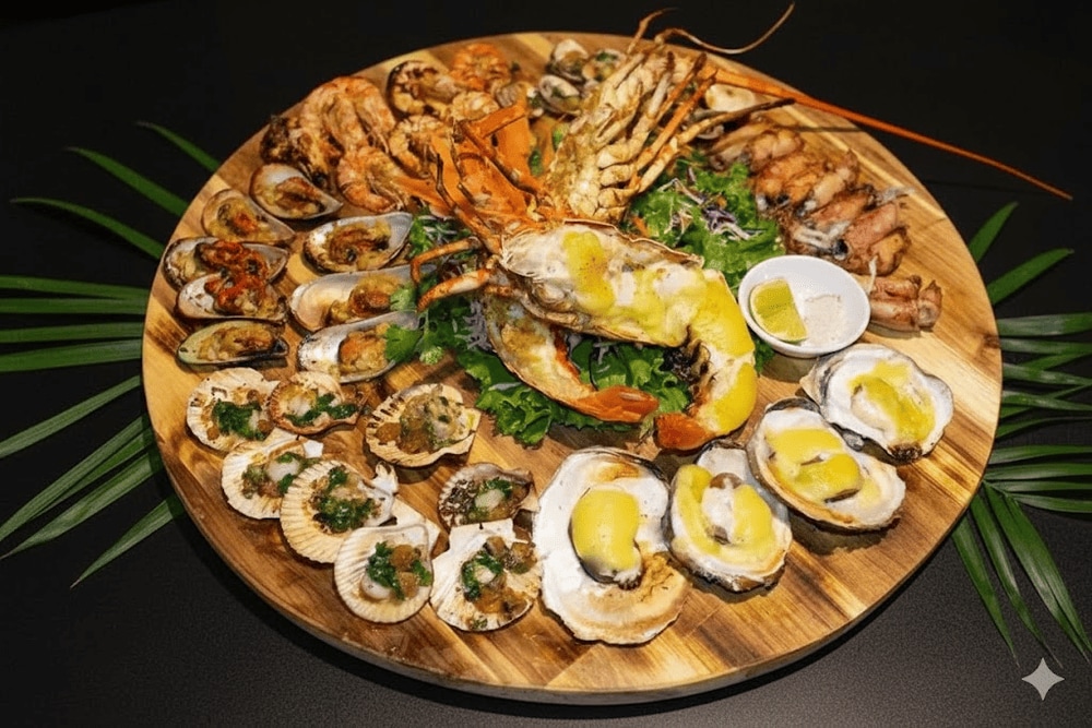 Bạn có thể gọi mẹt hải sản để thưởng thức đa dạng món ăn