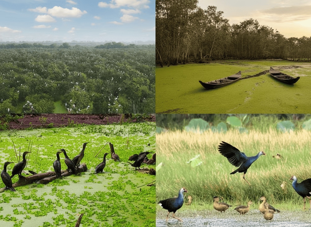 Gáo Giồng có hệ sinh thái phong phú, đặc biệt là nơi di cư của nhiều loài chim nước