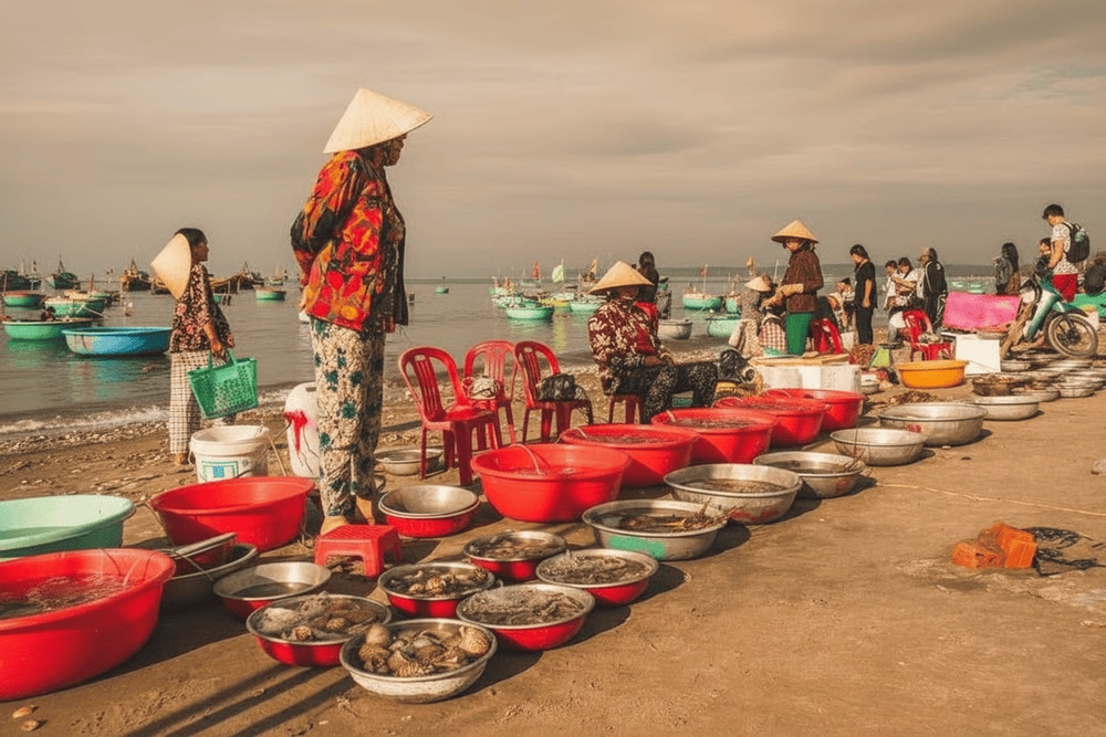 Khu chợ chuyên bán các loại hải sản giá bình dân vừa mới đánh bắt