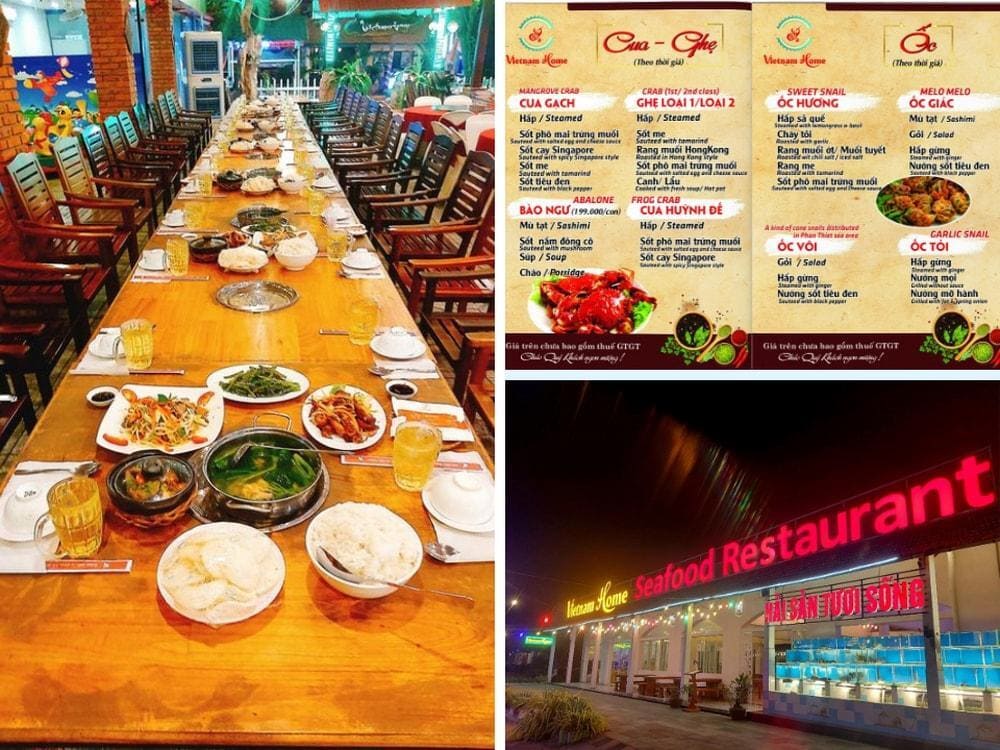 Nhà hàng sở hữu không gian thoáng đãng, menu đa dạng với nhiều món độc đáo (Nguồn: Vietnam Home Mũi Né)