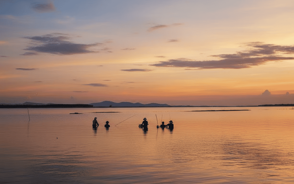 Câu cá ở lòng hồ Dầu Tiếng