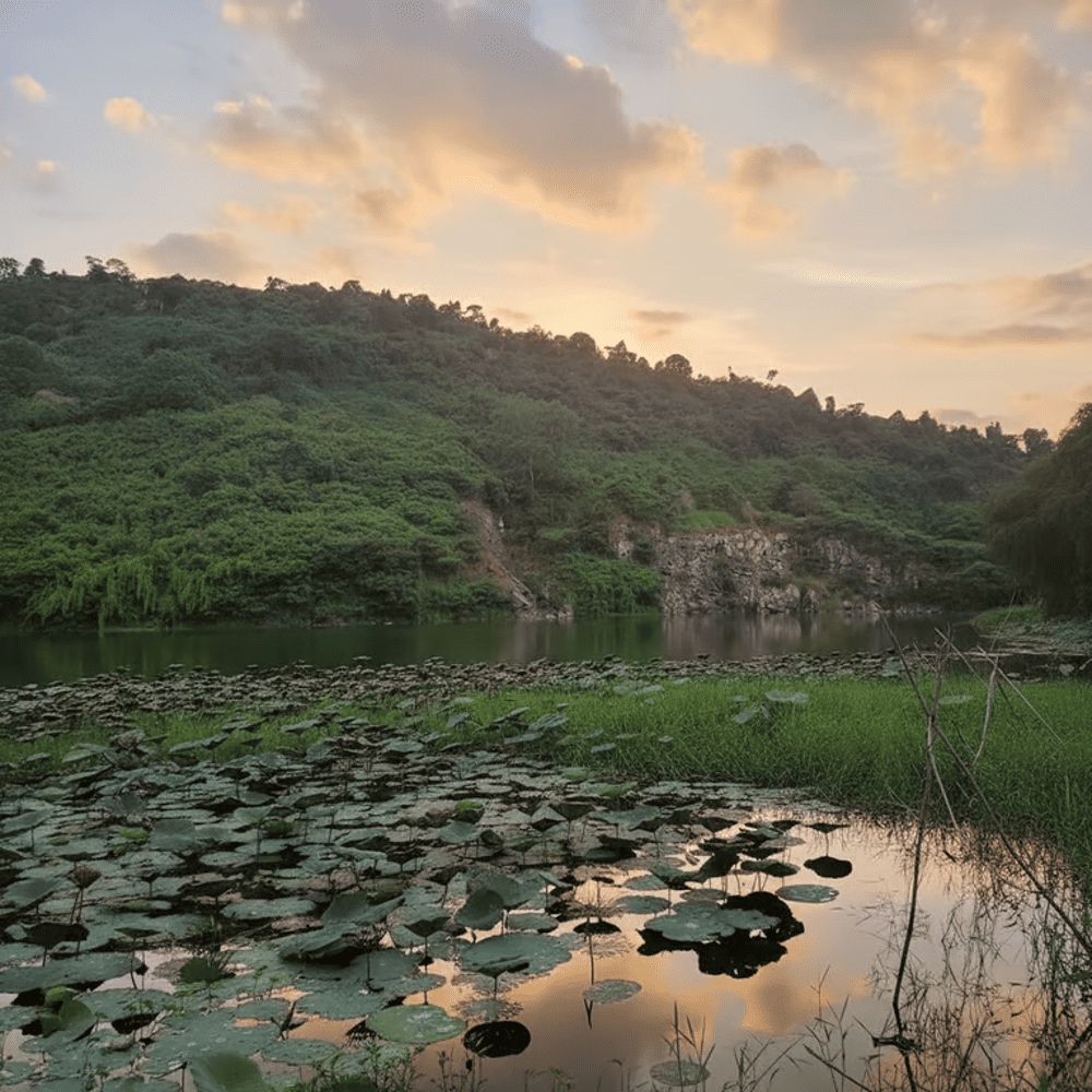 Khung cảnh đầm sen yên bình là điều khiến bao tín đồ đam mê xê dịch yêu thích tại hồ Núi Đá