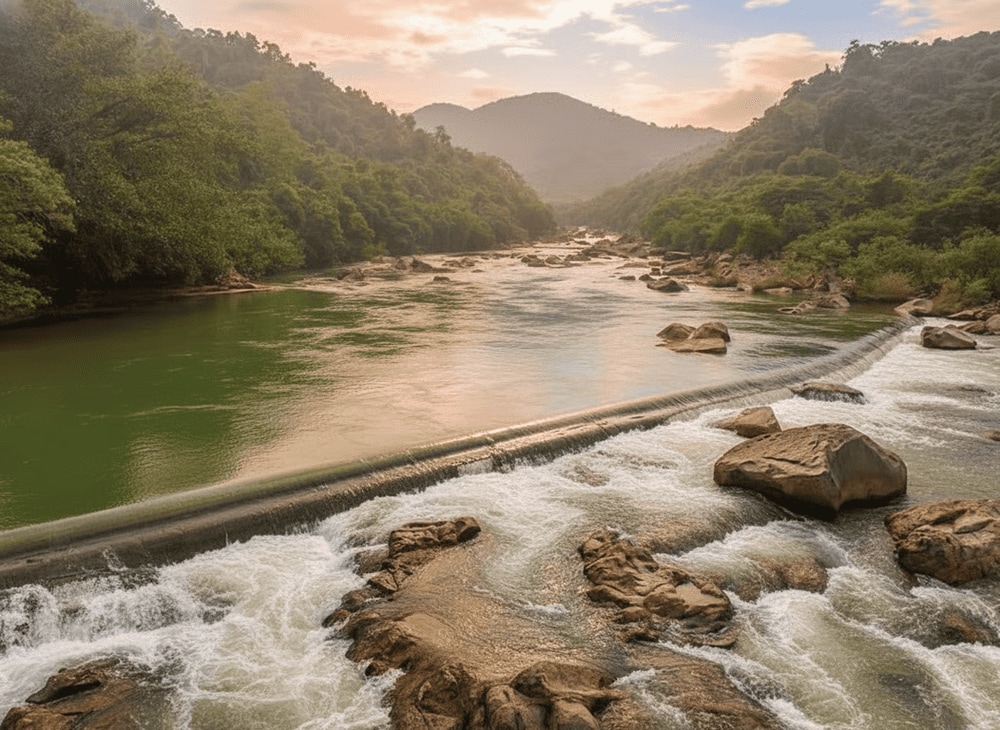Khung cảnh thiên nhiên hữu tình tại đập Hầm Hô