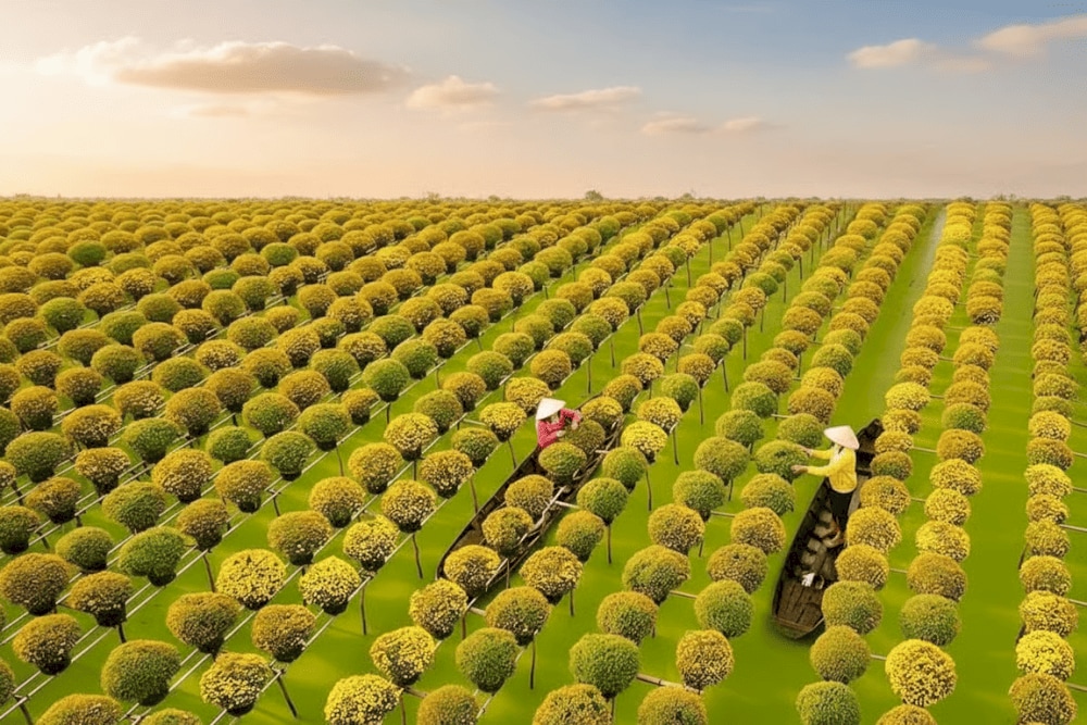 Quá trình chăm sóc hoa trên cao là nét đặc trưng của làng hoa Sa Đéc