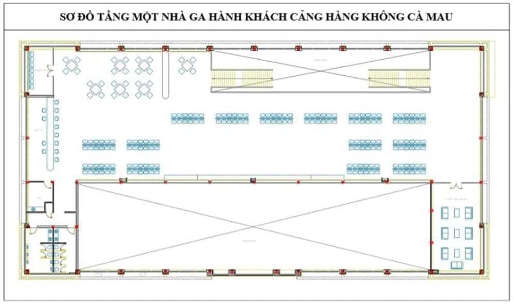 Sơ đồ tầng lầu nhà ga hành khách sân bay Cà Mau