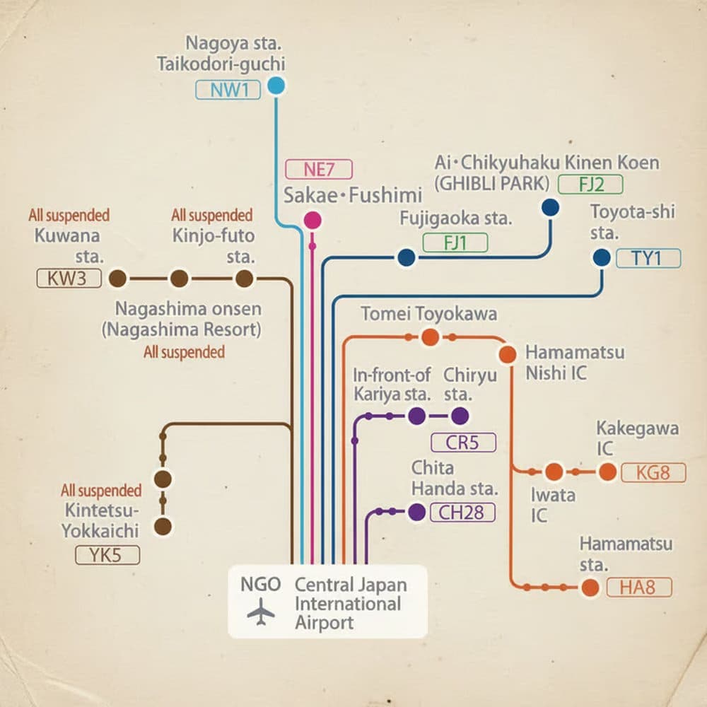 Cập nhật các tuyến xe buýt kết nối sân bay Nagoya với các điểm trong thành phố