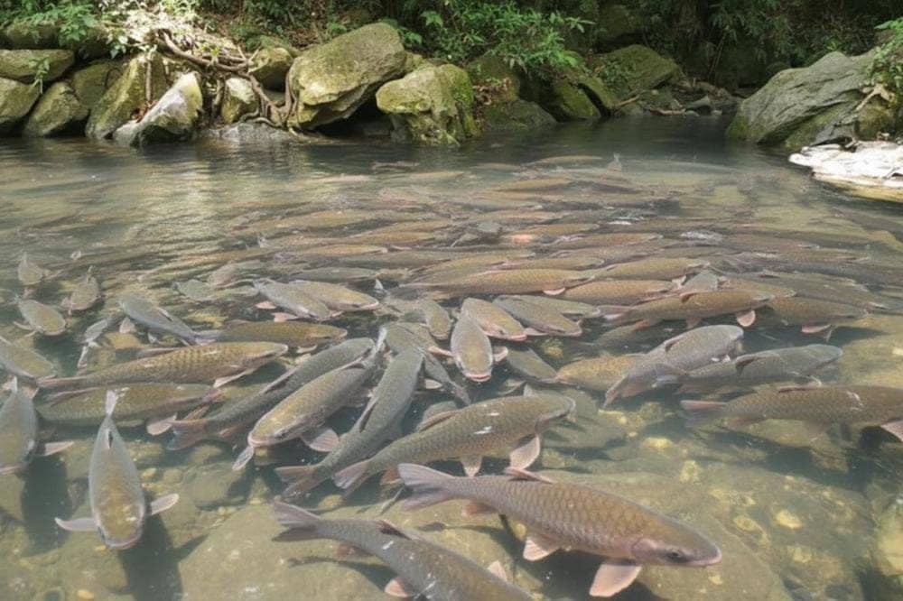 Cá ở đây rất dạn người, thường bơi tới khi du khách đến gần