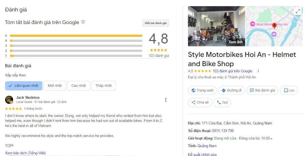 Dịch vụ được khách hàng xếp hạng 4.8 sao trên Google