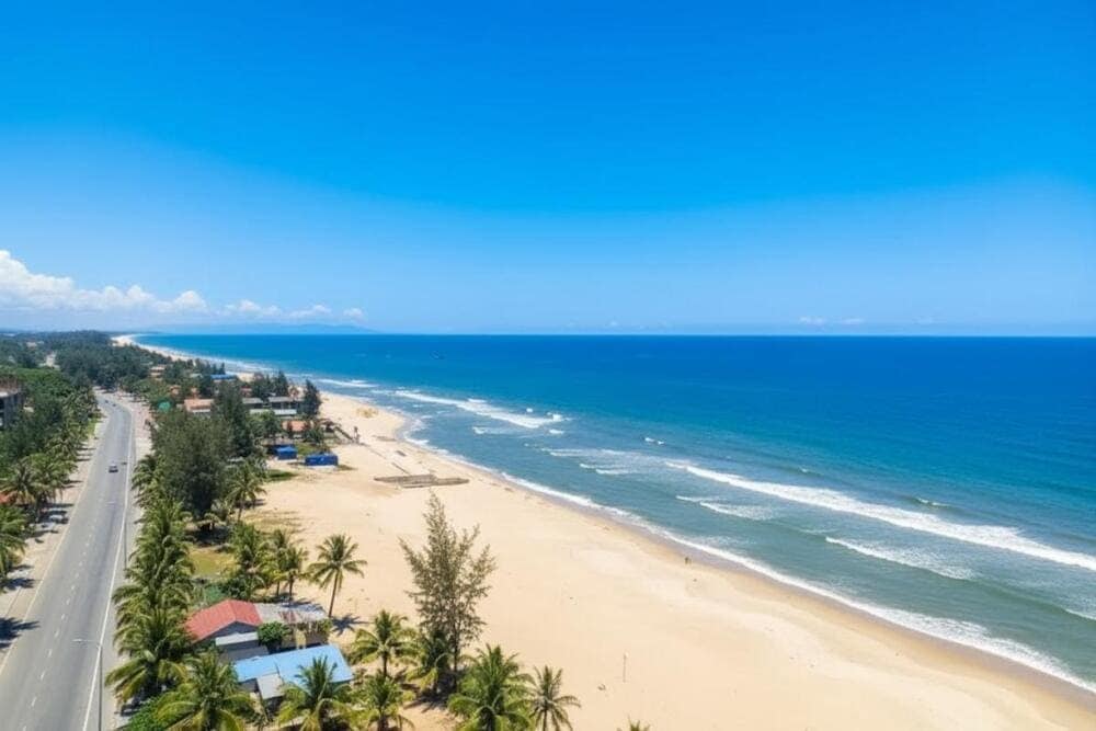 Biển Nhật Lệ là bãi biển đẹp với đường bờ biển dài, cát trắng, nước trong xanh.