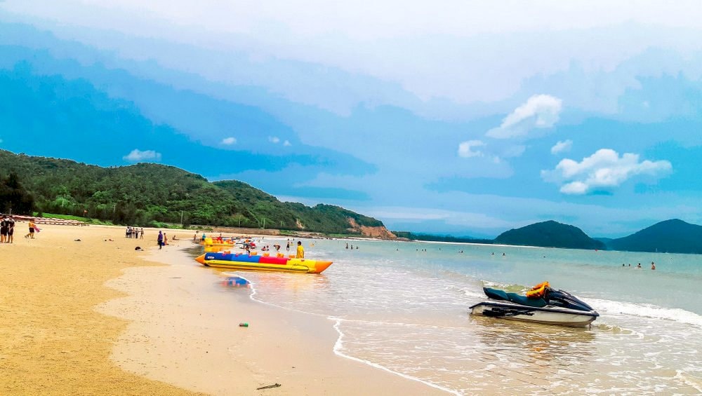 The beach still retains its pristine beauty with clear water 