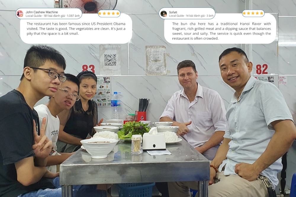 Bun Cha Huong Lien has received many positive reviews from diners on Google Reviews