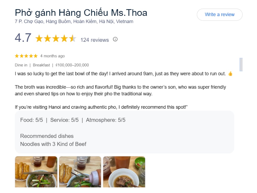 Reviews about Pho Ganh Hang Chieu
