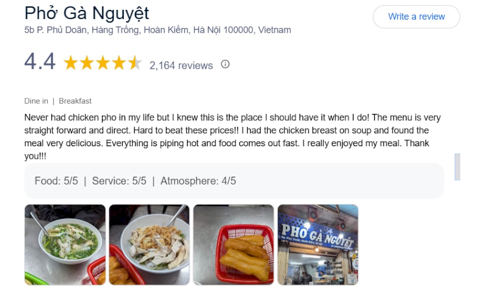 Reviews about Pho Nguyet