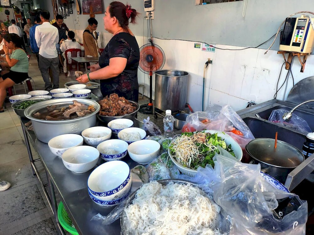 The restaurant is busy, but the service is attentive and quick