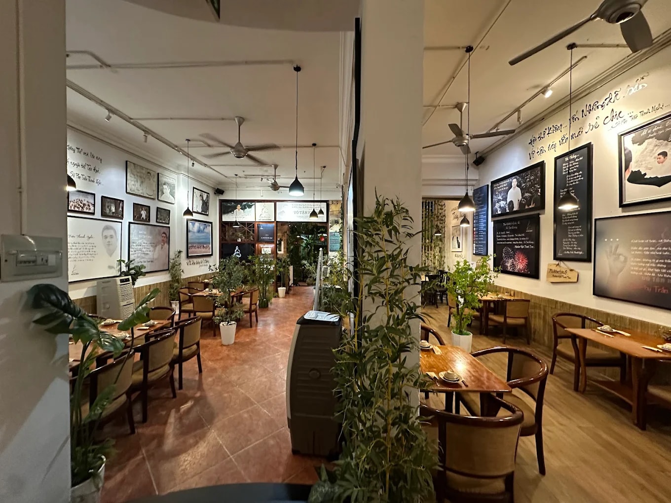 The peaceful and nature-inspired space at Phuong Mai offers a calming ambiance for every dining experience