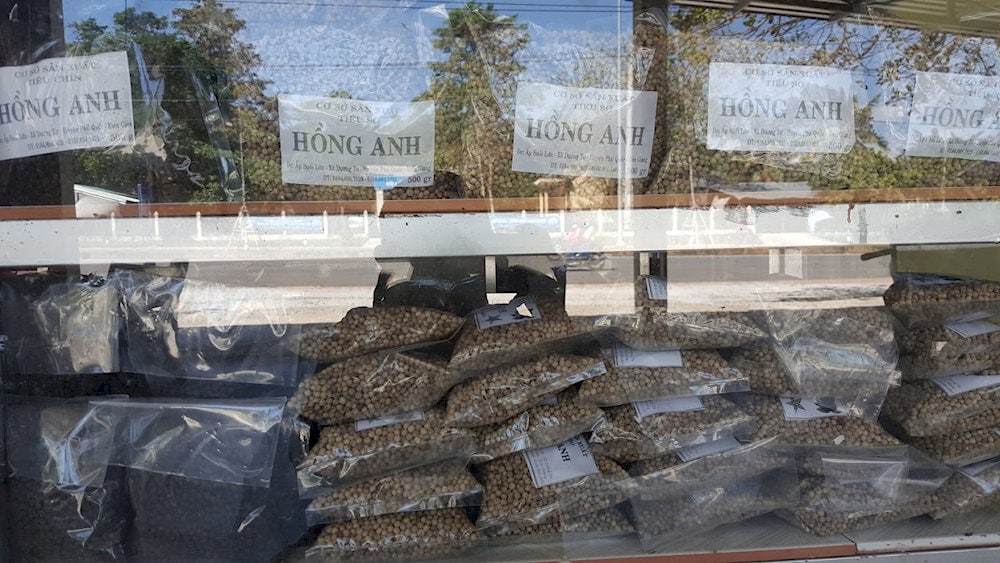 A variety of locally made pepper products are available for purchase at Hong Anh Farm
