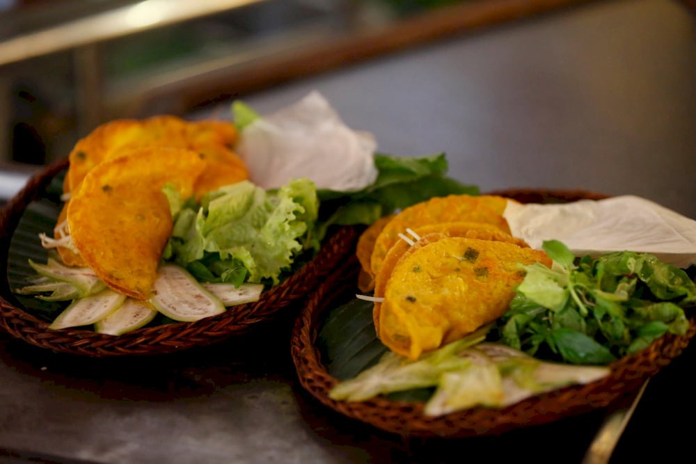 A traditional crispy rice flour pancake