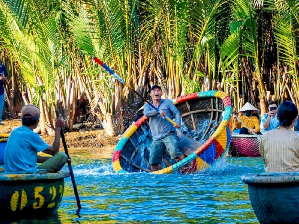 The boatmen use incredible strength and technique to keep the boats twirling at high speed while maintaining perfect balance