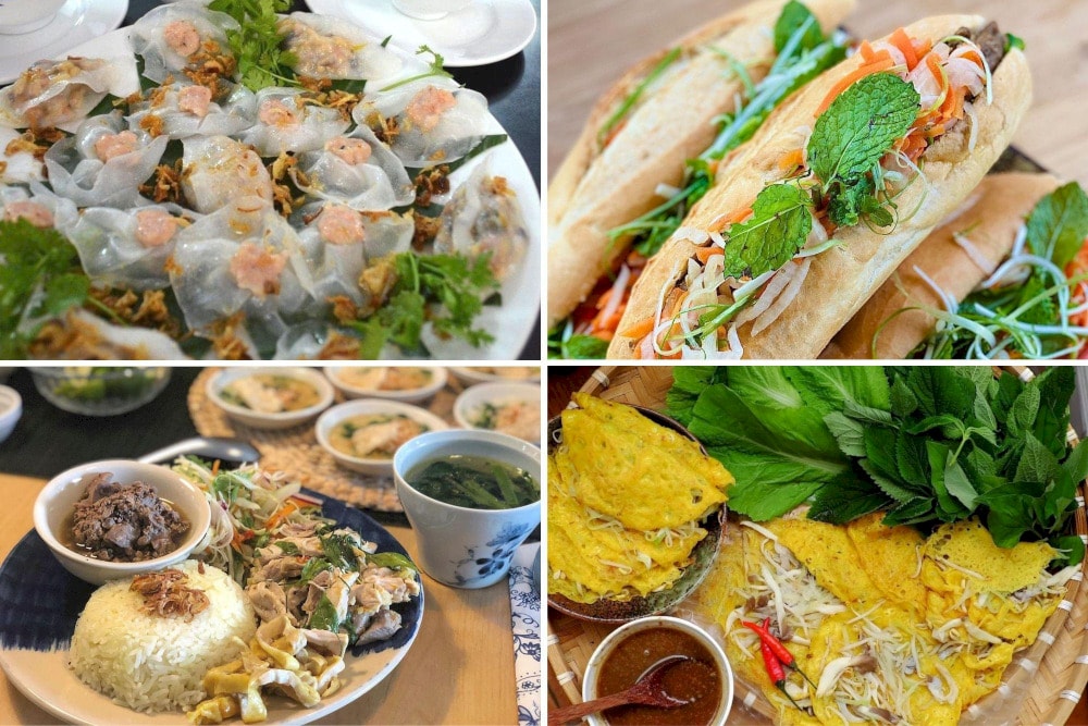 White rose dumplings, Hoi An baguette sandwich, chicken rice