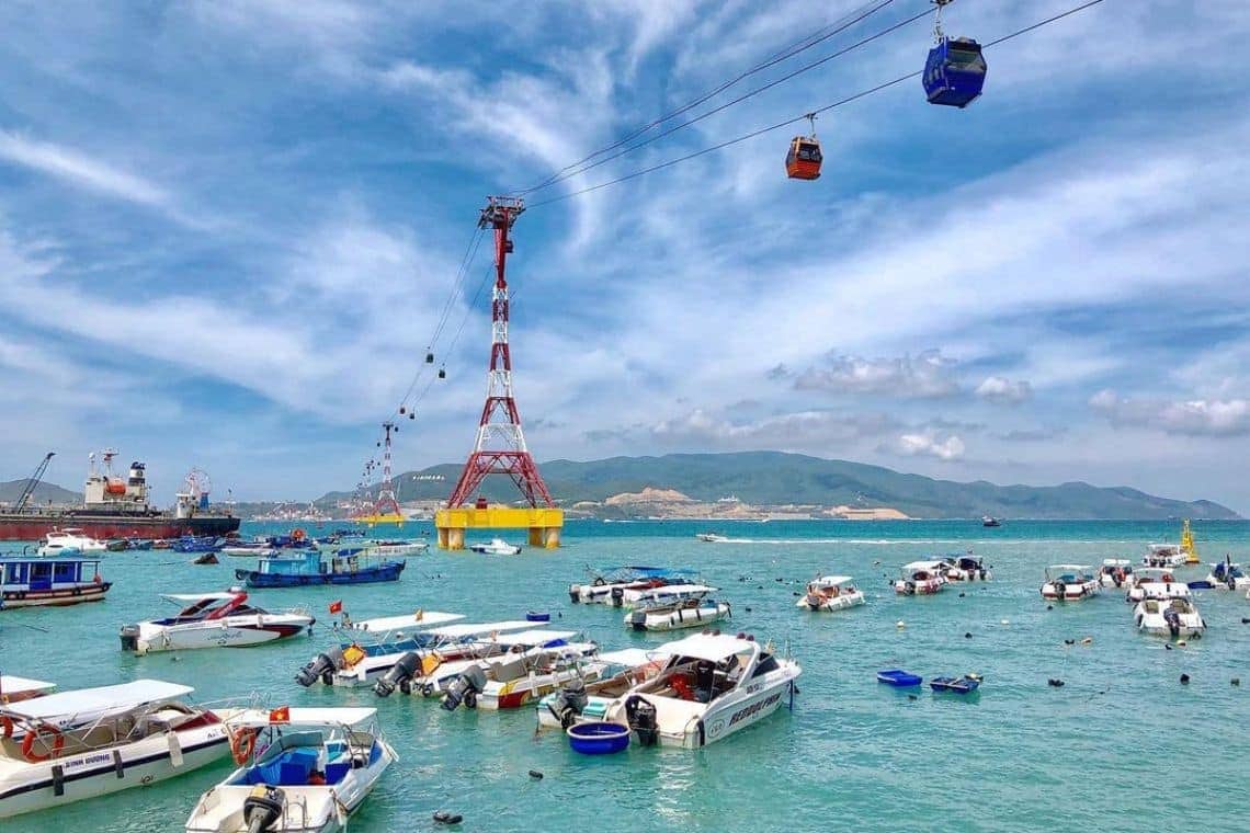 The cable car connects visitors to Hon Tre Island