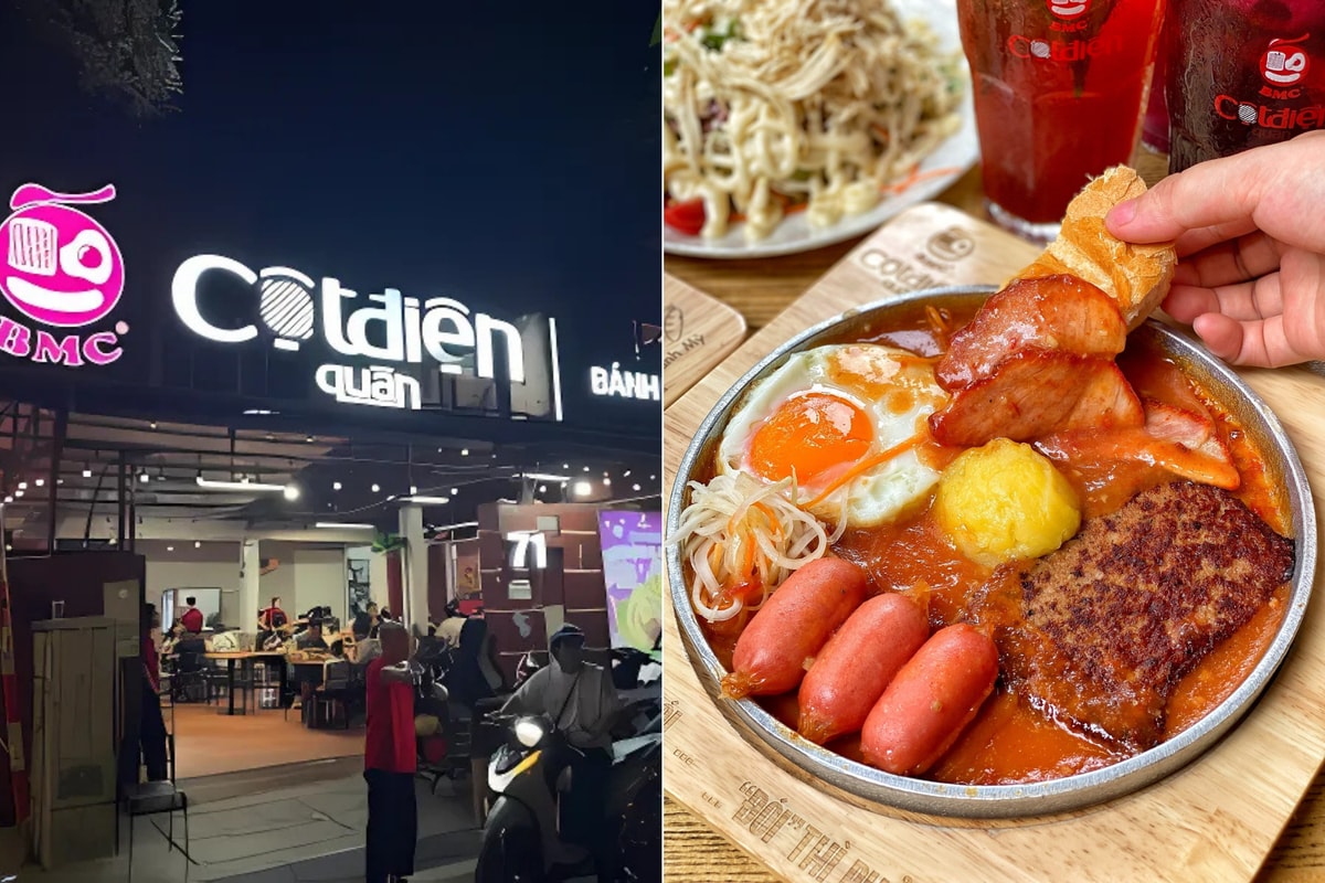 Bánh mì chảo Cột Điện Quán có nhiều topping cho thực khách lựa chọn