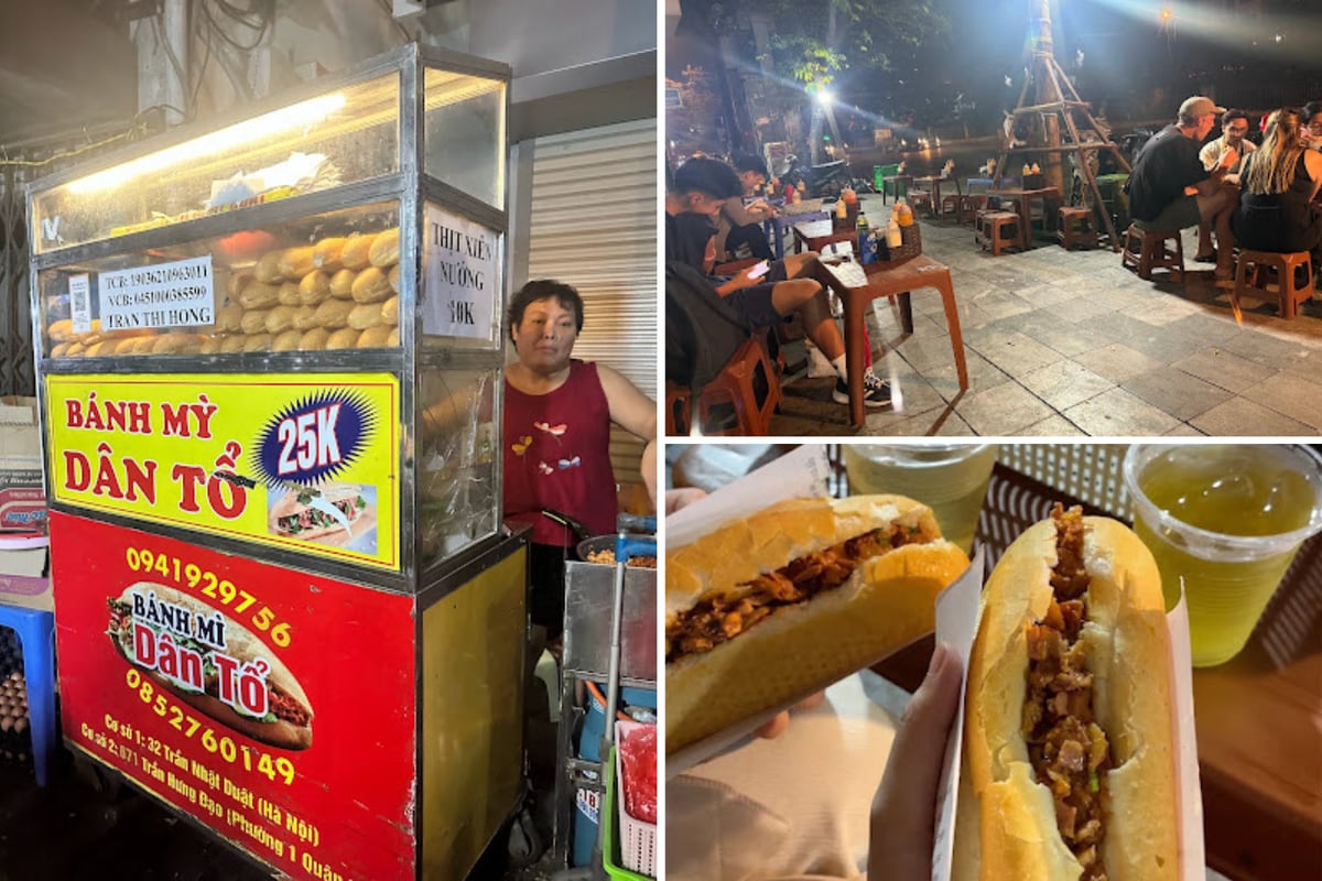 Bánh mì dân tổ là món ăn đặc trưng của người Hà Nội, hấp dẫn thực khách với phần nhân xào nóng, đậm đà
