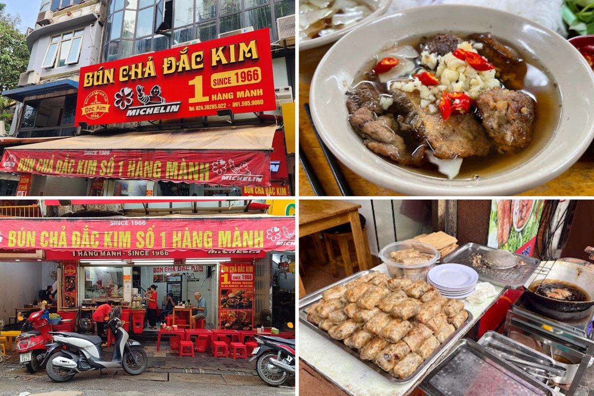 Bún chả Đắc Kim có lịch sử lâu đời tại Hà Nội, nổi tiếng với món bún chả và nem cua bể