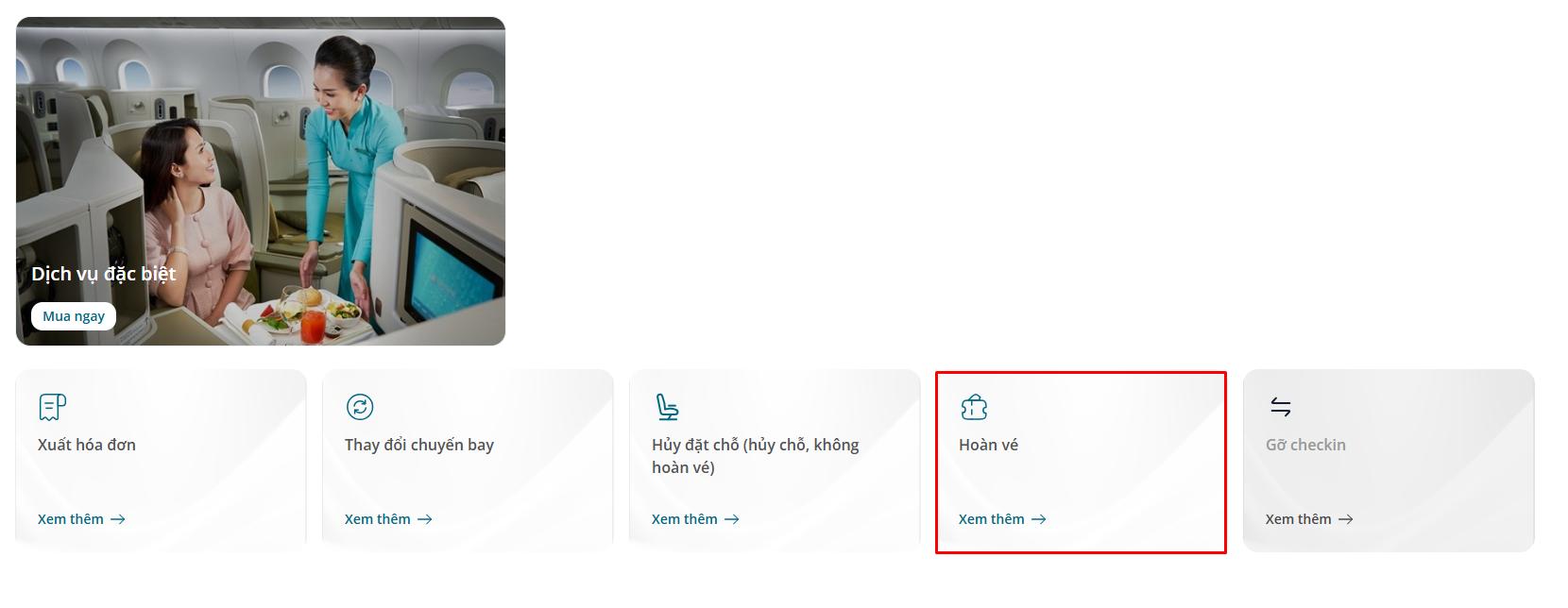 Hướng dẫn hoàn vé trên website 2.
